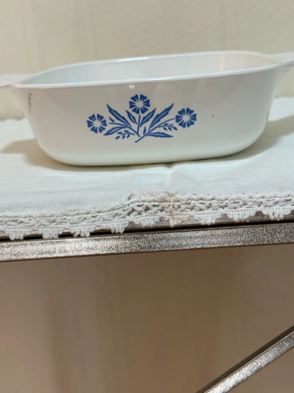 Corningware White Dish with Light‎ Blue Logo
